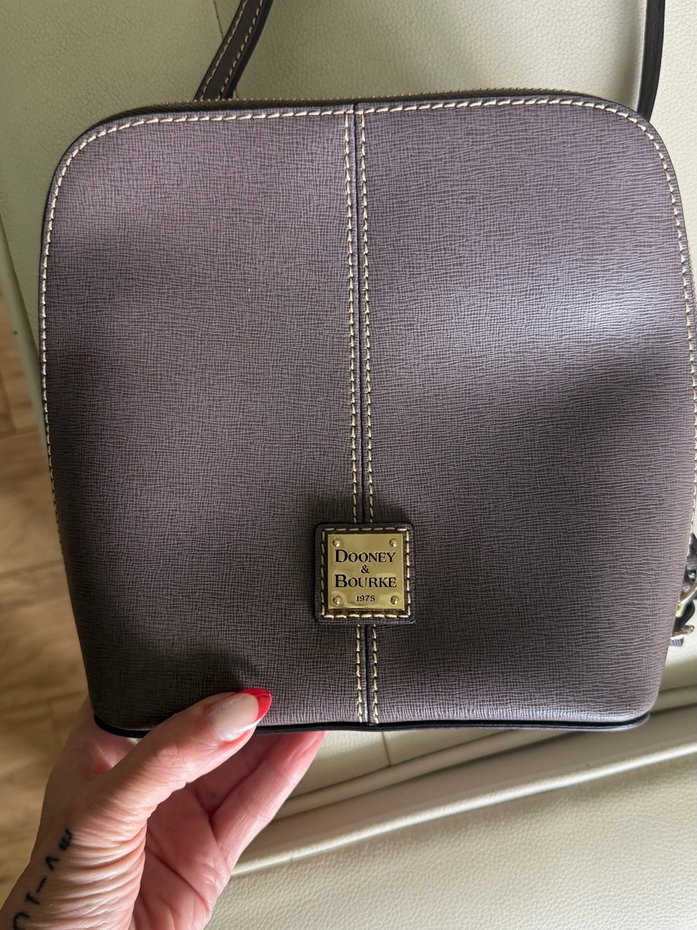 Dooney & Bourke Pebbled Leather Crossbody in Mauve Taupe